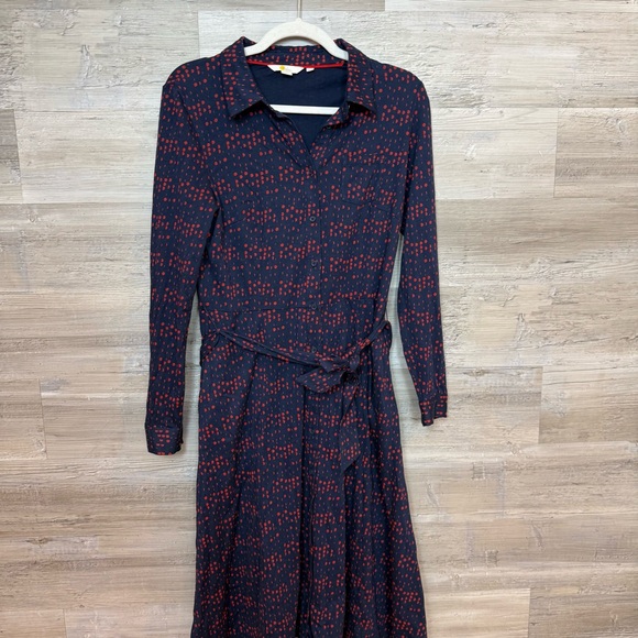 Boden Susannah Navy & Orange Polka Dot Midi Shirt Dress - Size 6R - Picture 13 of 13